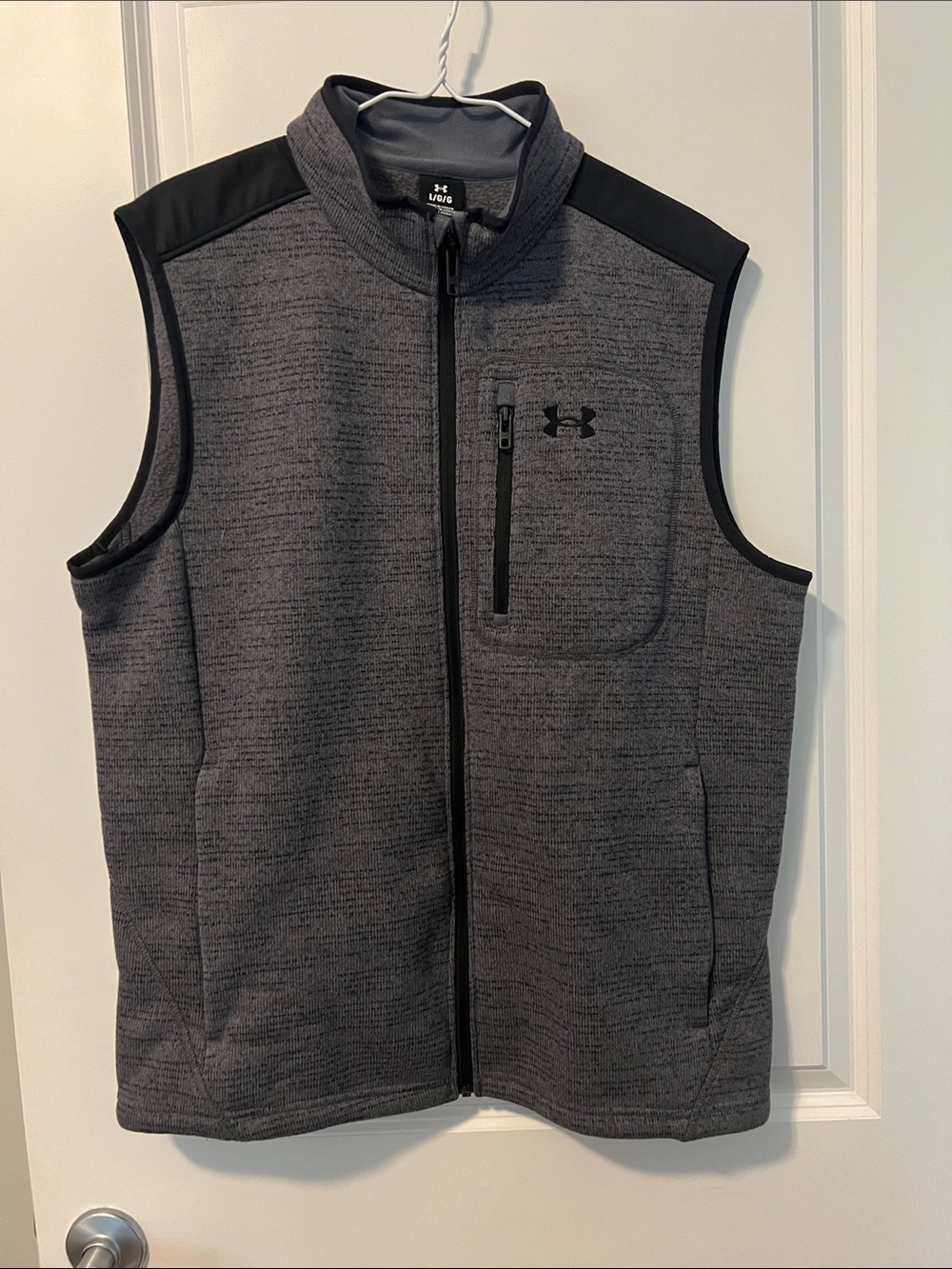 Under Armour Charcoal Gray & Black Zip-Front Fleece Vest